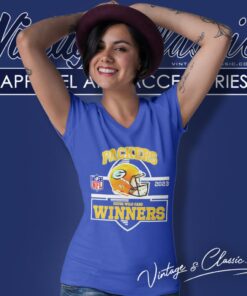 Green Bay Packers Winners Champions 2023 Super Wild Card Nfl Divisional Helmet V Neck TShirt