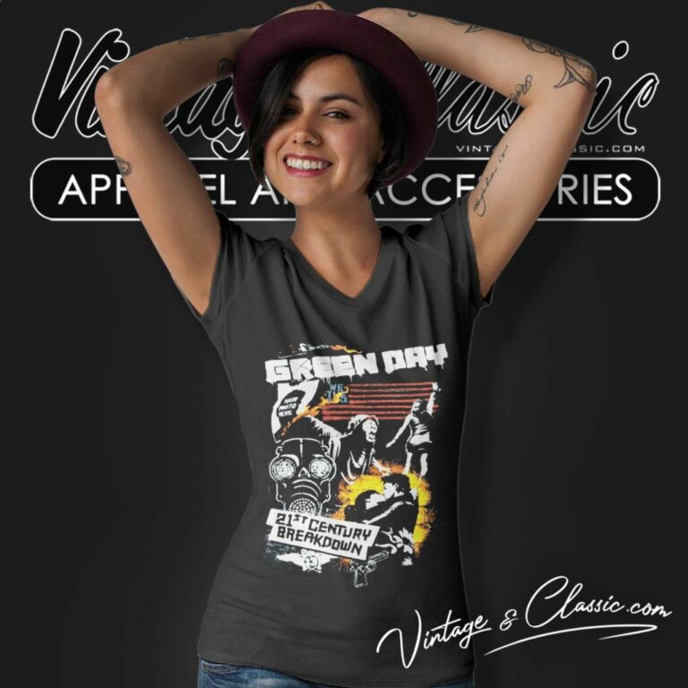 Green Day 21st Century Breakdown Tour V Neck TShirt Green Day 21st Century Breakdown Tour V Neck TShirt