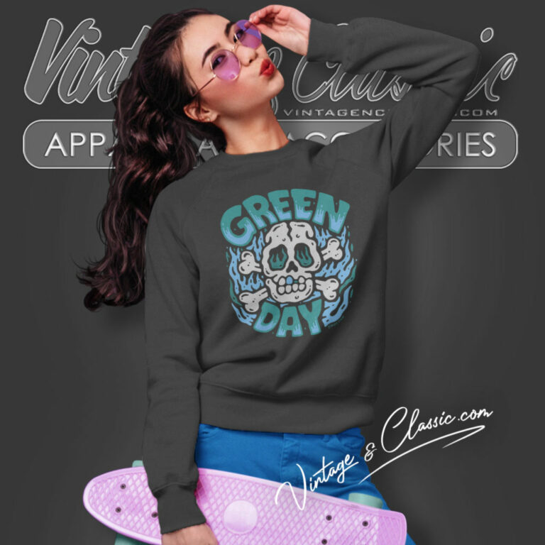 Green Day Blue Skull Sweatshirt Green Day Blue Skull Sweatshirt