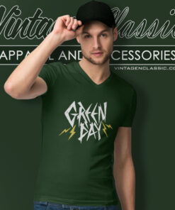 Green Day Bolt Logo V Neck TShirt