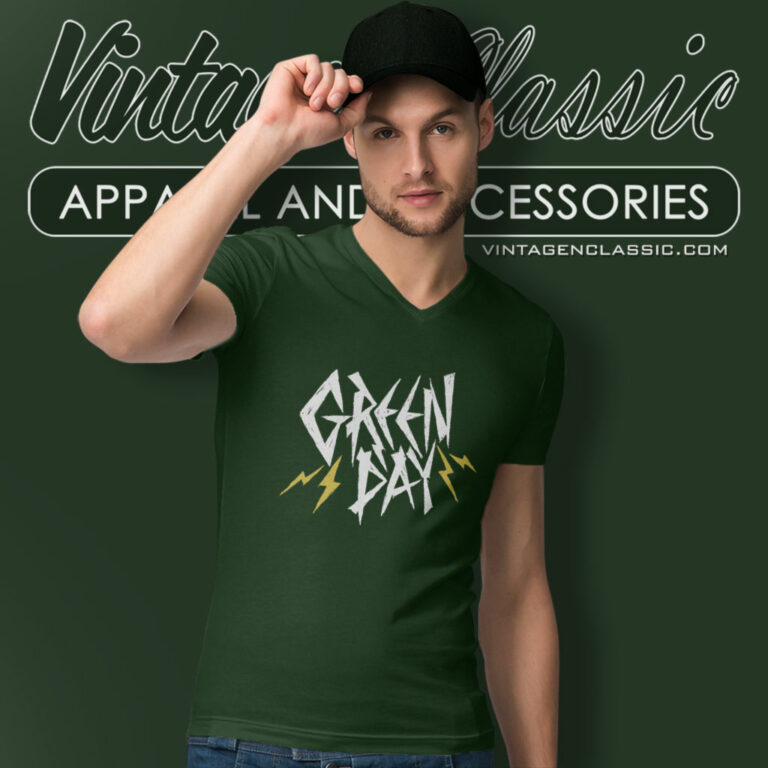 Green Day Bolt Logo V Neck TShirt Green Day Bolt Logo V Neck TShirt
