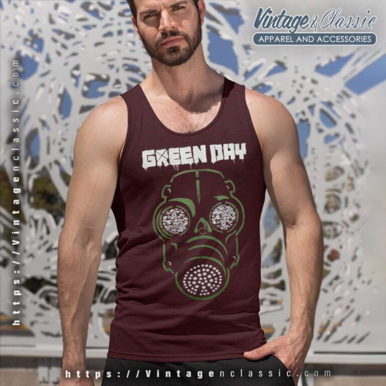 Green Day Gas Mask Tank Top Racerback Green Day Gas Mask Tank Top Racerback