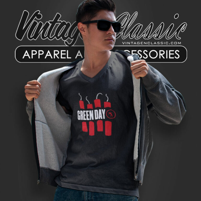 Green Day Idiot Dynamite V Neck TShirt Green Day Idiot Dynamite V Neck TShirt