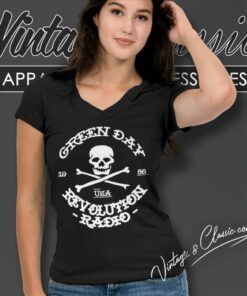 Green Day Revolution Radio Skull Shirt 6 Green Day Revolution Radio Skull V Neck TShirt