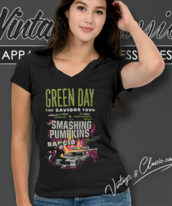 Green Day Shirt The Saviors 2024 Tour V Neck TShirt