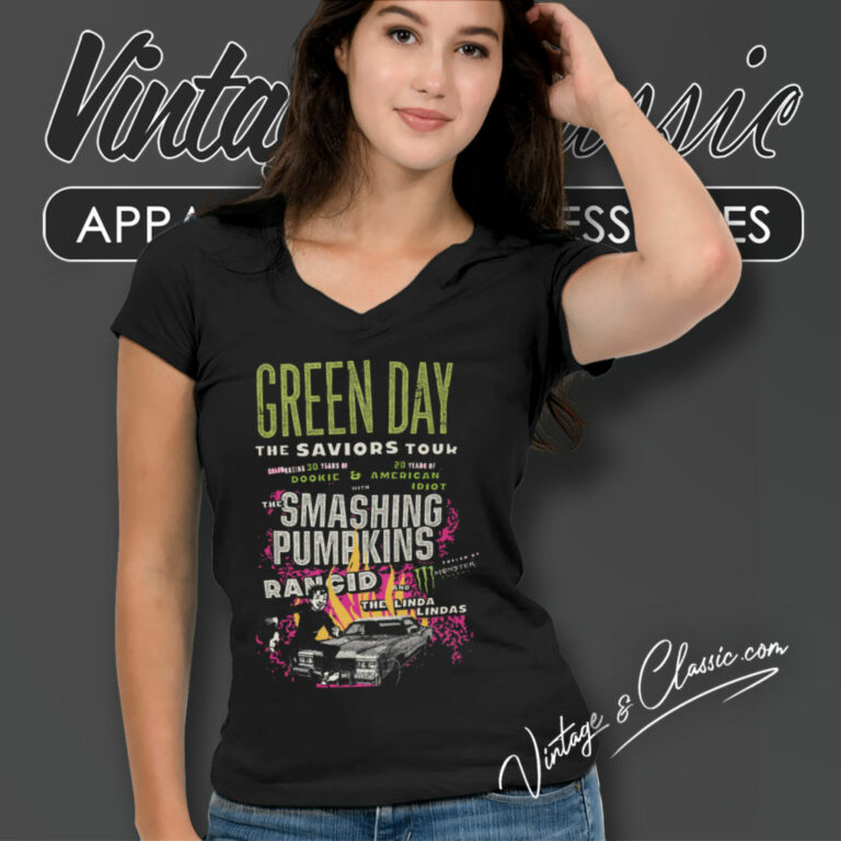 Green Day Shirt The Saviors 2024 Tour V Neck TShirt Green Day Shirt The Saviors 2024 Tour V Neck TShirt