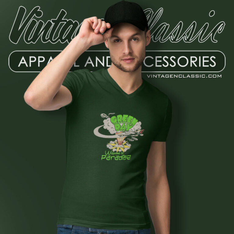 Green Day Shirt Welcome To Paradise V Neck TShirt Green Day Shirt Welcome To Paradise V Neck TShirt