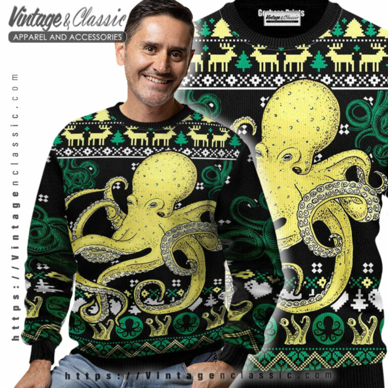 Green Octopus Christmas Ugly Sweater Men Ugly Sweater Green Octopus Christmas Ugly Sweater Men Ugly Sweater
