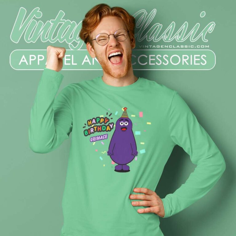 Grimace Happy Birthday Character Funny Long Sleeve Tee Grimace Happy Birthday Character Funny Long Sleeve Tee