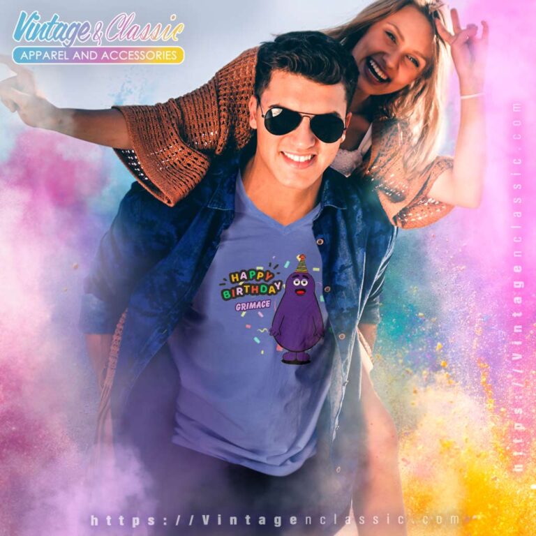 Grimace Happy Birthday Character Funny V Neck TShirt Grimace Happy Birthday Character Funny V Neck TShirt