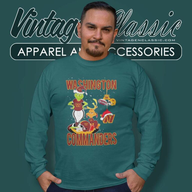 Grinch And Dog Washington Commanders Santa Christmas Long Sleeve Tee Grinch And Dog Washington Commanders Santa Christmas Long Sleeve Tee