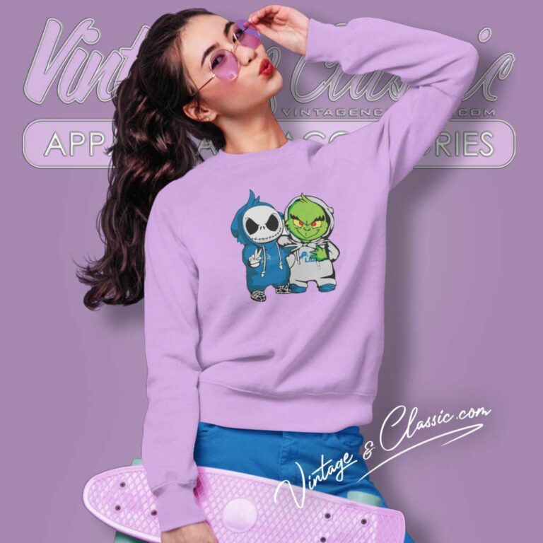 Grinch And Jack Skellington Detroit Lions Sweatshirt Grinch And Jack Skellington Detroit Lions Sweatshirt