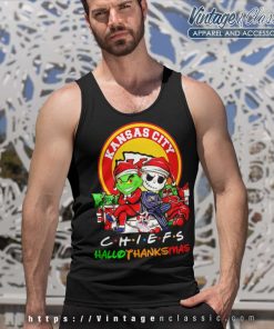 Grinch And Jack Skellington Kansas City Chiefs Hallothankmas Tank Top Racerback