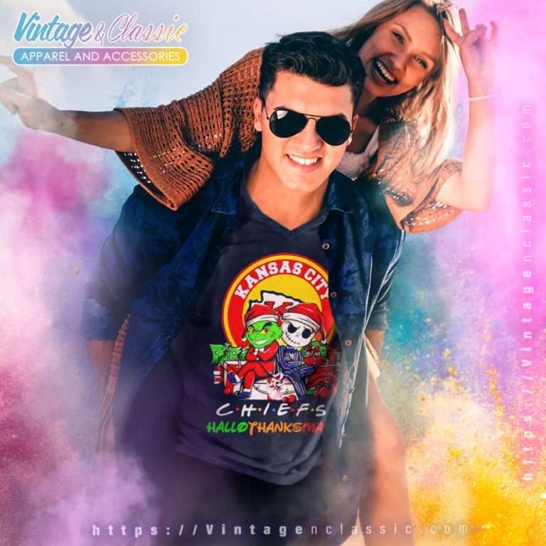 Grinch And Jack Skellington Kansas City Chiefs Hallothankmas V Neck TShirt Grinch And Jack Skellington Kansas City Chiefs Hallothankmas V Neck TShirt