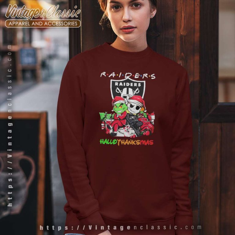 Grinch And Jack Skellington Las Vegas Raiders Hallo Thank Mas Sweatshirt Grinch And Jack Skellington Las Vegas Raiders Hallo Thank Mas Sweatshirt