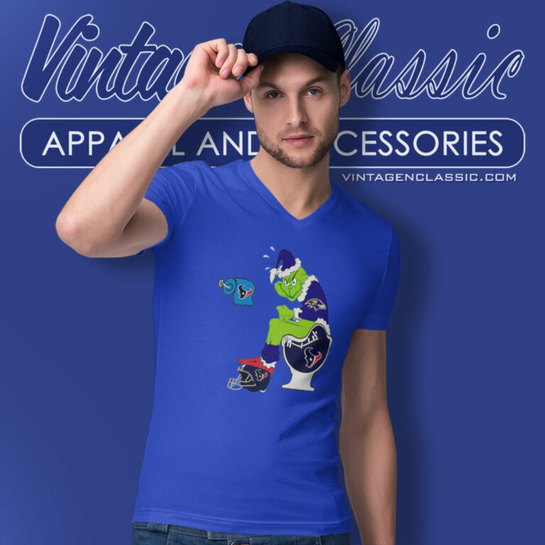 Grinch Baltimore Ravens Toilet Houston Texans V Neck TShirt Grinch Baltimore Ravens Toilet Houston Texans V Neck TShirt
