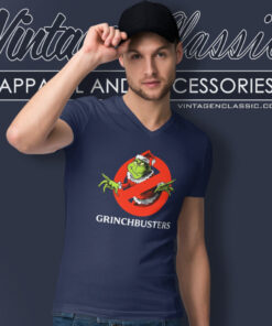 Grinch Busters Ghost Christmas V Neck TShirt
