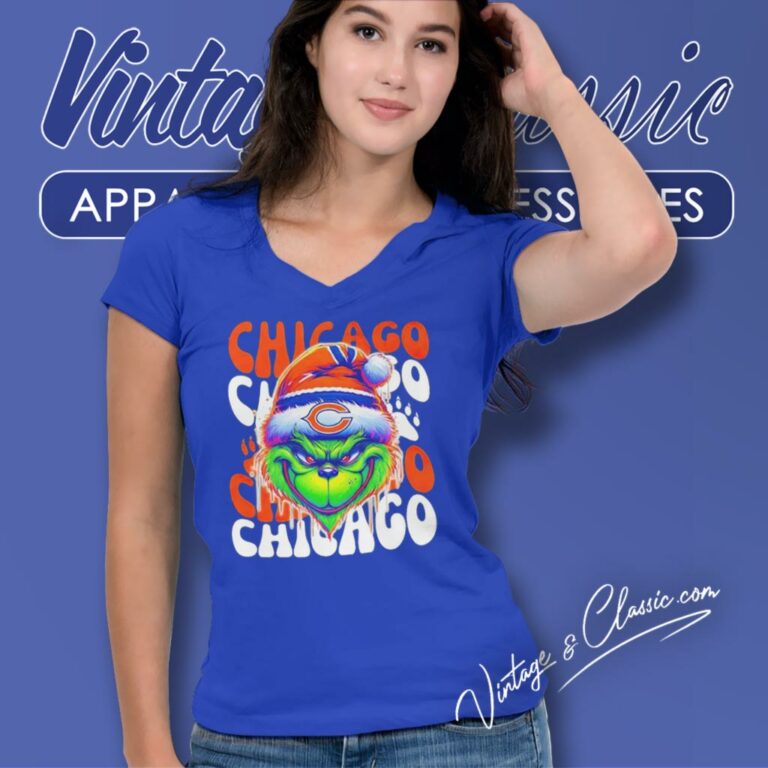 Grinch Chicago Bears Christmas V Neck TShirt Grinch Chicago Bears Christmas V Neck TShirt