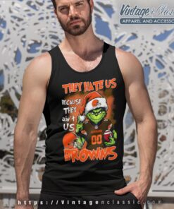 Grinch Cleveland Browns Christmas Shirt They Hate Us Because Aint Us Tank Top Racerback