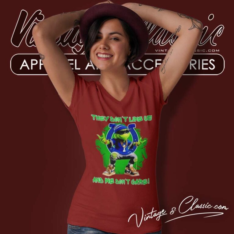 Grinch Colts They Dont Like Us And We Dont Care V Neck TShirt Grinch Colts They Dont Like Us And We Dont Care V Neck TShirt