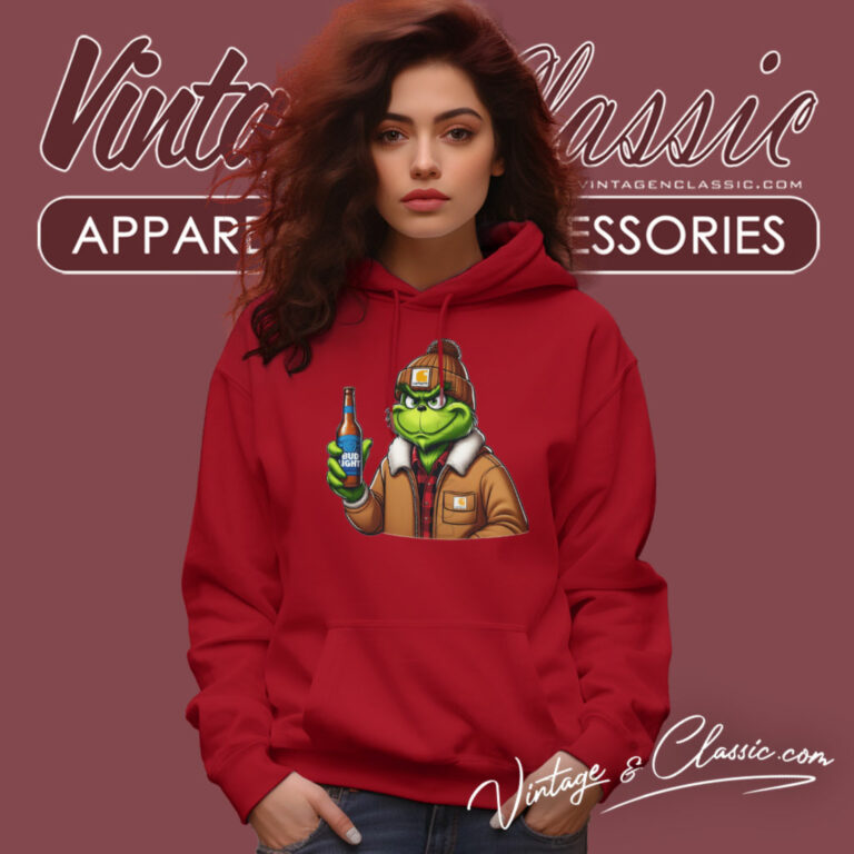 Grinch Drinking Beer Bud Light Hoodie Grinch Drinking Beer Bud Light Hoodie