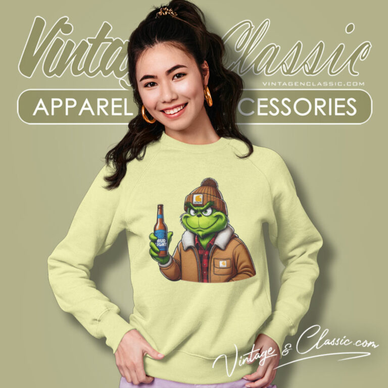 Grinch Drinking Beer Bud Light Sweatshirt Grinch Drinking Beer Bud Light Sweatshirt
