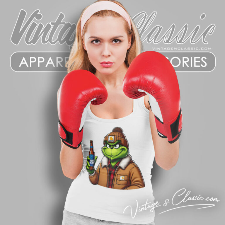 Grinch Drinking Beer Bud Light Tank Top Racerback Grinch Drinking Beer Bud Light Tank Top Racerback