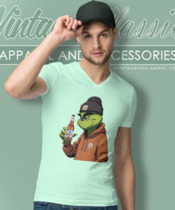 Grinch Drinking Beer Coors Light V Neck TShirt
