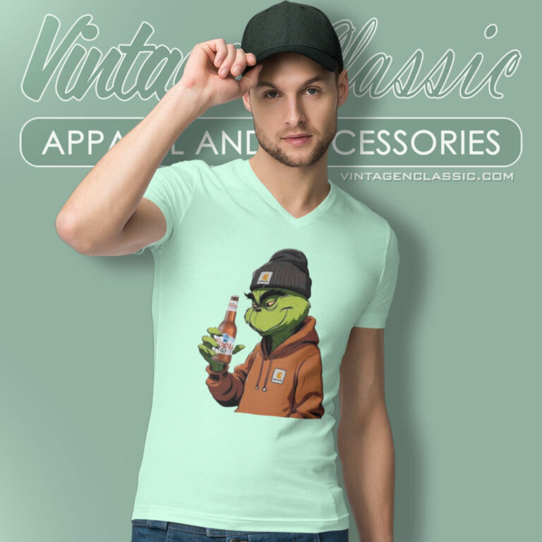 Grinch Drinking Beer Coors Light V Neck TShirt Grinch Drinking Beer Coors Light V Neck TShirt