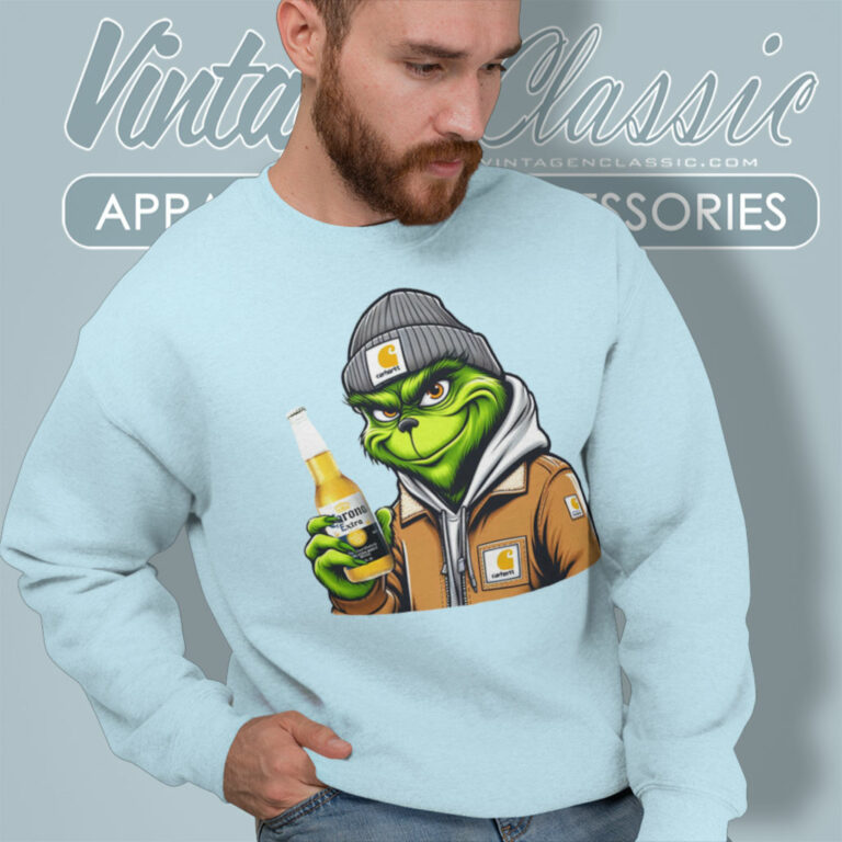 Grinch Drinking Beer Corona Extra Sweatshirt 1 Grinch Drinking Beer Corona Extra Sweatshirt 1