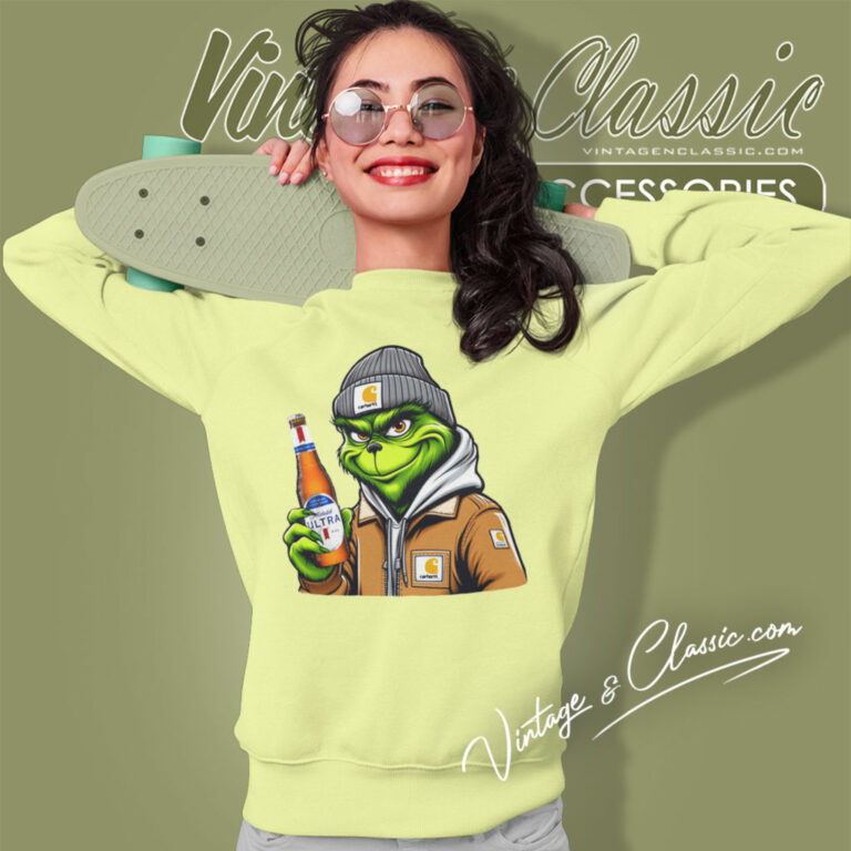 Grinch Drinking Beer Michelob Ultra Sweatshirt Grinch Drinking Beer Michelob Ultra Sweatshirt