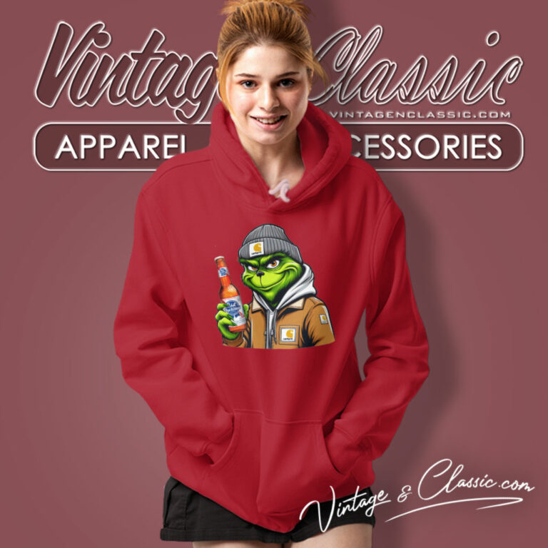 Grinch Drinking Beer Pabst Blue Ribbon Hoodie Grinch Drinking Beer Pabst Blue Ribbon Hoodie