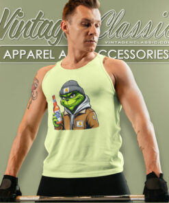 Grinch Drinking Beer Pabst Blue Ribbon Tank Top Racerback
