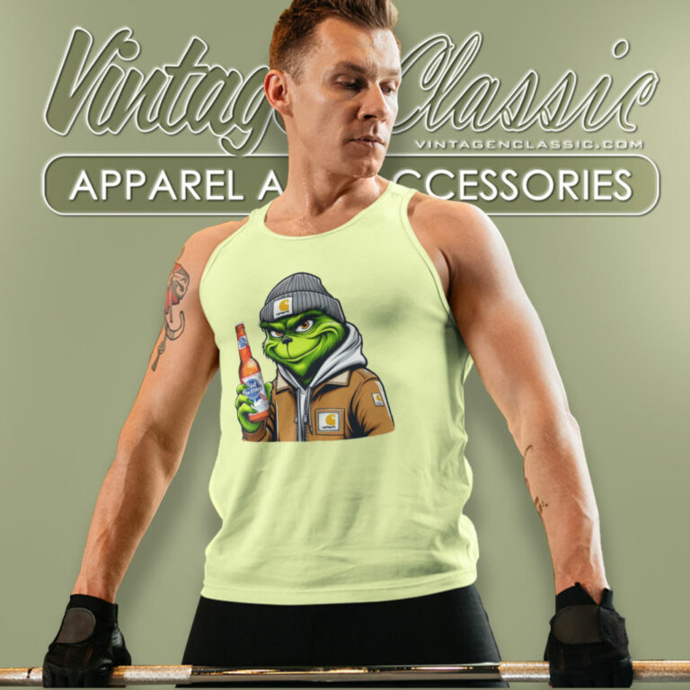 Grinch Drinking Beer Pabst Blue Ribbon Tank Top Racerback Grinch Drinking Beer Pabst Blue Ribbon Tank Top Racerback