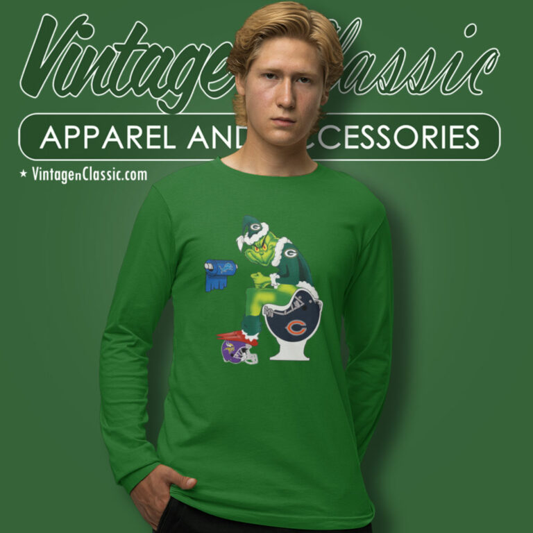 Grinch Green Bay Packers Toilet Long Sleeve Tee Grinch Green Bay Packers Toilet Long Sleeve Tee