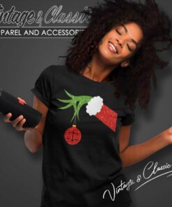 Grinch Hand Holding Lawyer Ornat Christmas Women TShirt