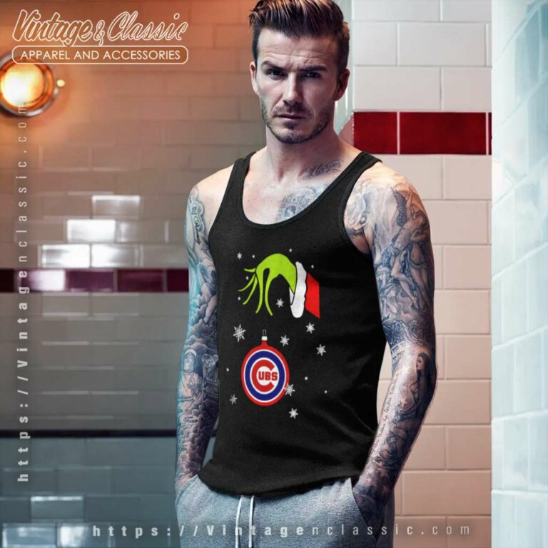 Grinch Hand Holding Ornament Chicago Cubs Snowflake Christmas Tank Top Racerback Grinch Hand Holding Ornament Chicago Cubs Snowflake Christmas Tank Top Racerback