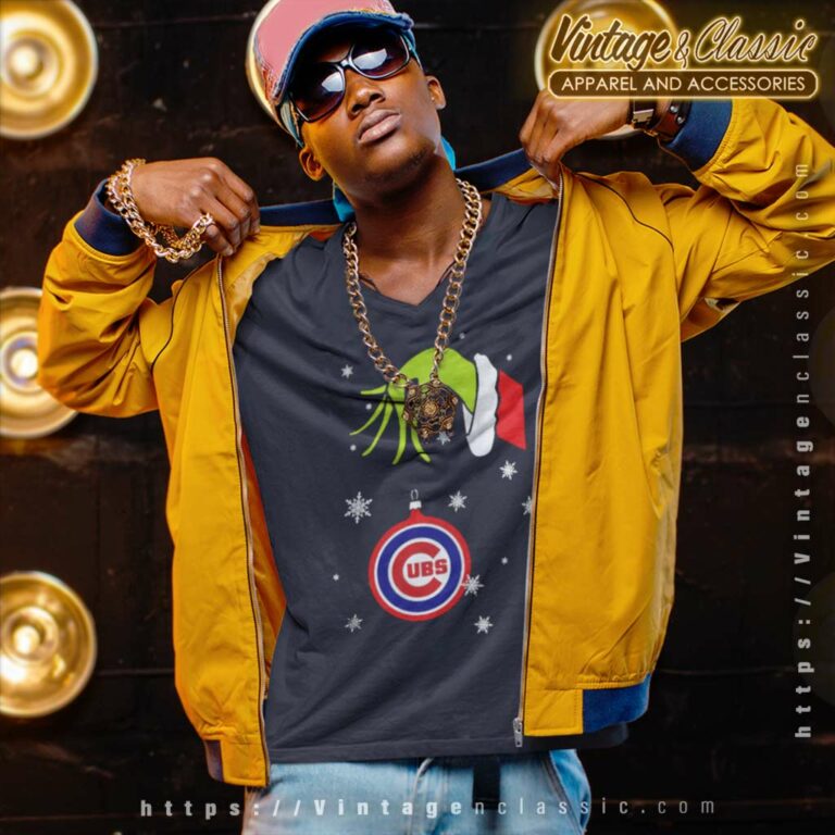 Grinch Hand Holding Ornament Chicago Cubs Snowflake Christmas V Neck TShirt Grinch Hand Holding Ornament Chicago Cubs Snowflake Christmas V Neck TShirt