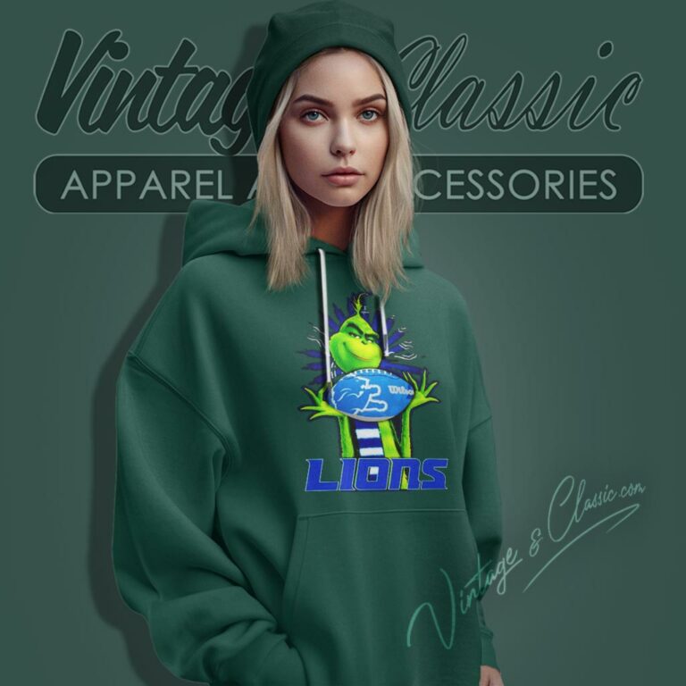 Grinch Hat Santa Hug Rugby Ball Detroit Lions Hoodie Grinch Hat Santa Hug Rugby Ball Detroit Lions Hoodie