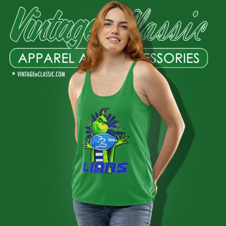 Grinch Hat Santa Hug Rugby Ball Detroit Lions Tank Top Racerback Grinch Hat Santa Hug Rugby Ball Detroit Lions Tank Top Racerback