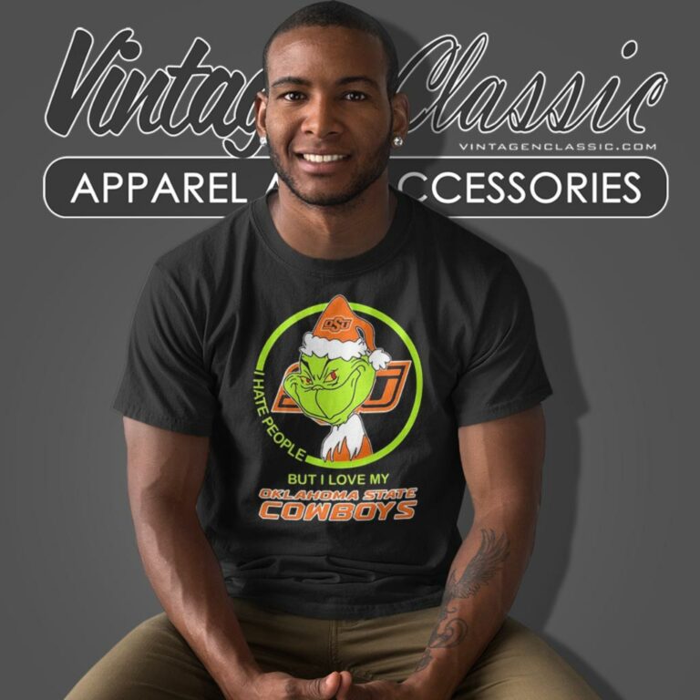 Grinch Hat Santa I Hate People But I Love My Oklahoma State Cowboys T Shirt Grinch Hat Santa I Hate People But I Love My Oklahoma State Cowboys T Shirt