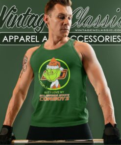 Grinch Hat Santa I Hate People But I Love My Oklahoma State Cowboys Tank Top Racerback