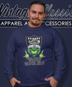 Grinch Hat Santa Las Vegas Raiders Middle Finger Haters Gonna Hate Long Sleeve Tee