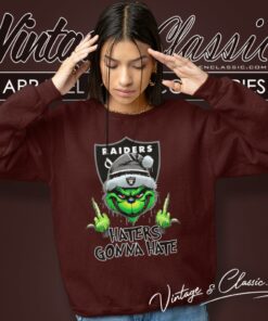 Grinch Hat Santa Las Vegas Raiders Middle Finger Haters Gonna Hate Sweatshirt
