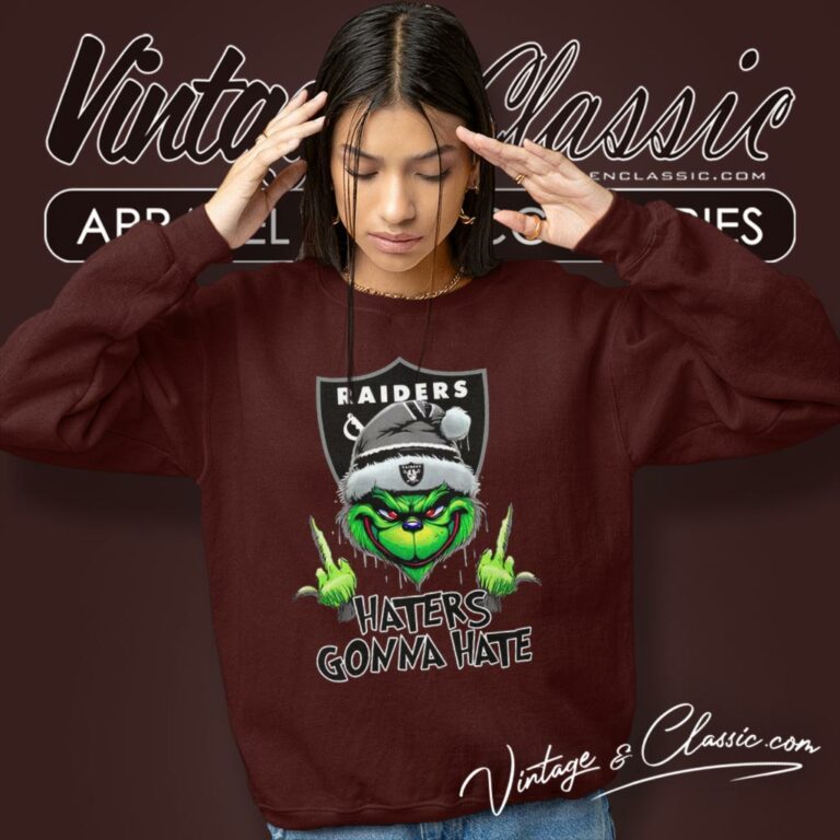 Grinch Hat Santa Las Vegas Raiders Middle Finger Haters Gonna Hate Sweatshirt Grinch Hat Santa Las Vegas Raiders Middle Finger Haters Gonna Hate Sweatshirt