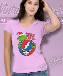 Grinch Hug Grateful Dead Logo V Neck TShirt