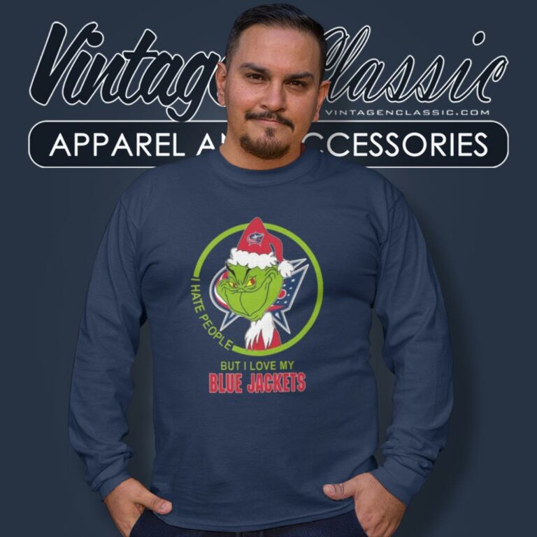 Grinch I Hate People But I Love My Columbus Blue Jackets Long Sleeve Tee Grinch I Hate People But I Love My Columbus Blue Jackets Long Sleeve Tee