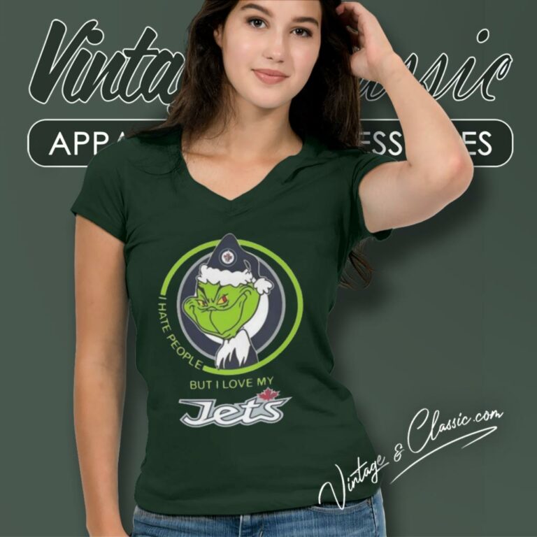 Grinch I Hate People But I Love My Winnipeg Jets V Neck TShirt Grinch I Hate People But I Love My Winnipeg Jets V Neck TShirt