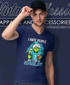 Grinch Jalen Hurts I Hate People But I Love My Philadelphia Eagles V Neck TShirt