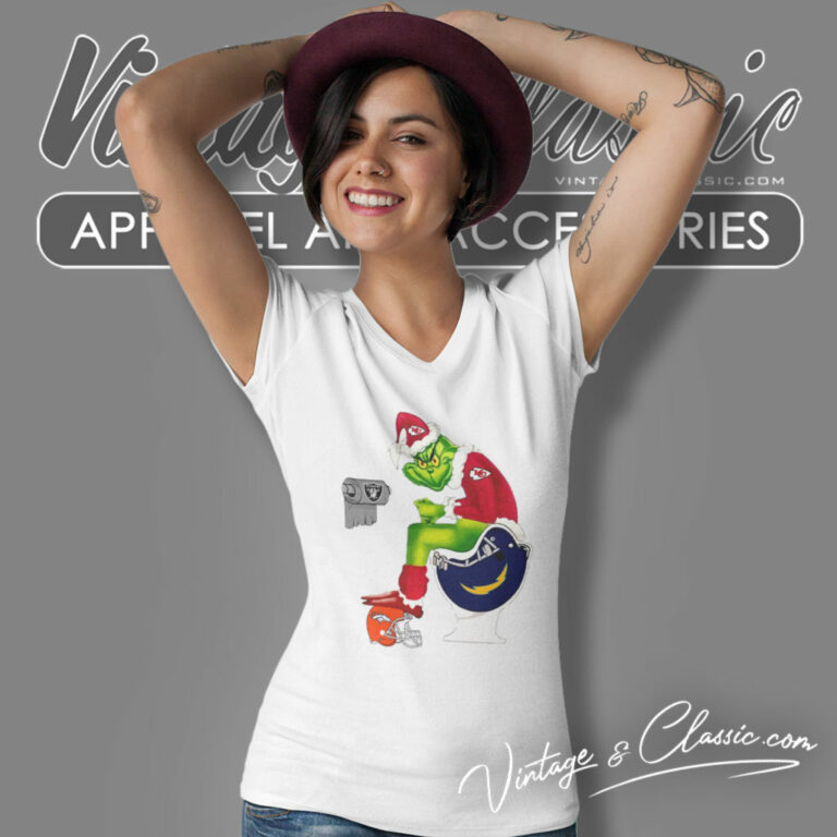 Grinch Kansas City Chiefs Toilet V Neck TShirt Grinch Kansas City Chiefs Toilet V Neck TShirt